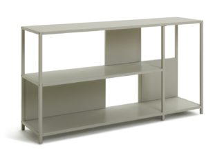 An Image of Habitat Deon Short Metal Bookcase - Light Grey