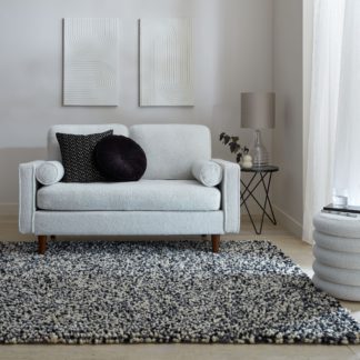 An Image of Noodle Wool Rug Black and white