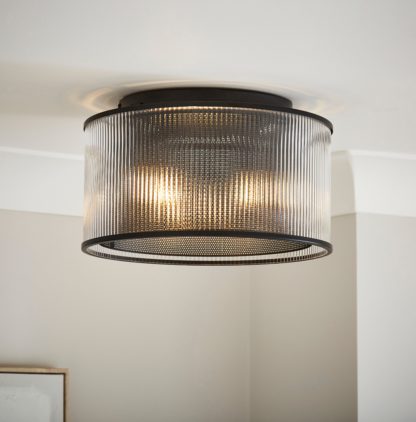 An Image of Kruze Semi Flush Ceiling Light Black
