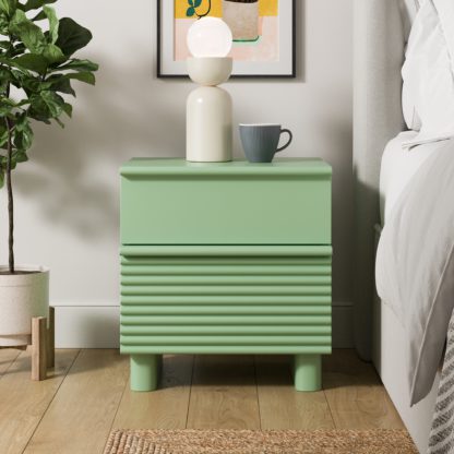 An Image of Melvin 2 Drawer Bedside Table Midnight (Blue)
