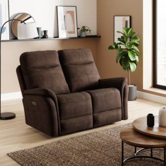 An Image of Monte Faux Suede Power Recliner 2 Seater Sofa Faux Suede Pinecone