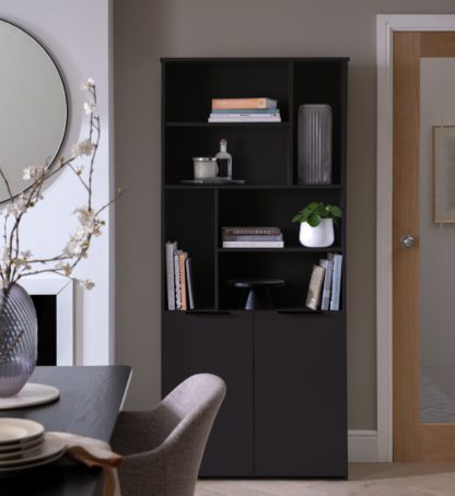 An Image of Habitat Hayward Tall Bookcase - Gloss Black