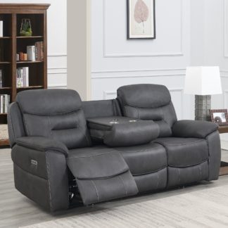An Image of Leroy 3 Seater Electric Recliner Sofa Grey