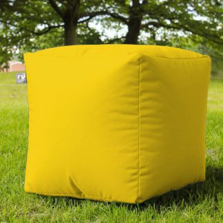 An Image of rucomfy Indoor Outdoor Cube Bean Bag - Yellow