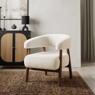An Image of Cleo Curved Sherpa Accent Chair, Ivory Ivory