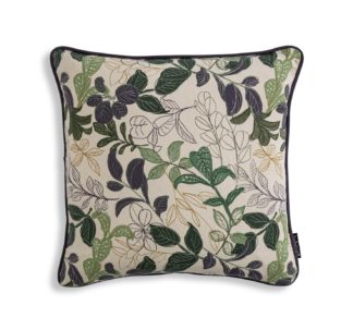 An Image of Habitat Leaf Print Cushion - Multicolored - 43x43cm