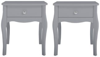 An Image of Argos Home Amelie 1 Drawer Bedside Tables Set - Grey
