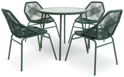 An Image of Habitat Hector 4 Seater Rattan Patio Set - Green