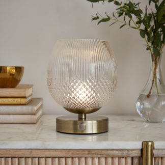 An Image of Cassia Pressed Glass Rechargeable Table Lamp Clear
