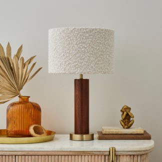 An Image of Hazelle Boucle Table Lamp Off-White
