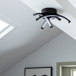 An Image of Argos Home Criss Cross Metal LED Flush Ceiling Light - Black