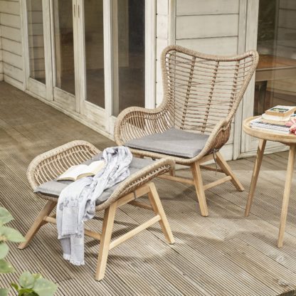 An Image of Aurora Garden Chair and Footstool Set Taupe