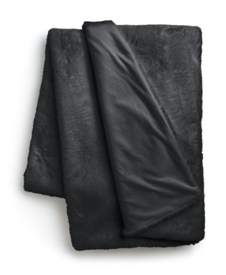 An Image of Habitat Faux Fur Throw - Black - 125x150cm