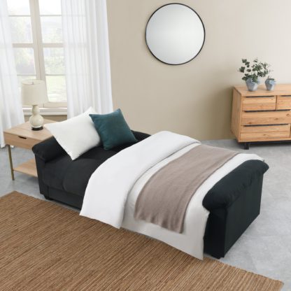 An Image of Margo Velvet Sofa Bed With Storage Black