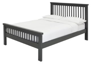 An Image of Argos Home Aubrey Kingsize Wooden Bed Frame - Charcoal