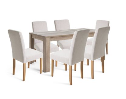 4c181dbe69021ce3b7224157772f338ccf01d3e01da6c1cea244a8294925f33c.jpg An Image of Argos Home Preston Extending Dining Table & 6 Cream Chairs