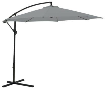 An Image of Argos Home 3m Overhanging Garden Parasol - Grey