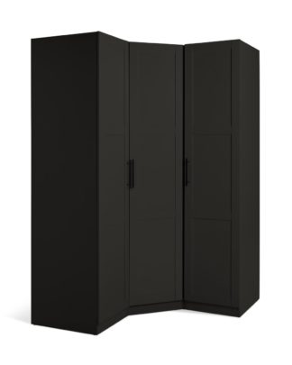 An Image of Habitat Munich Panelled Corner 3 Door Wardrobe - Anthracite