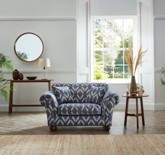 An Image of Angus Ikat Snuggle Chair Ikat Navy