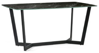 An Image of Julian Bowen Olympus Marble 6 Seater Dining Table - Black