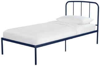An Image of Argos Home Freja Single Metal Bed Frame - Blue