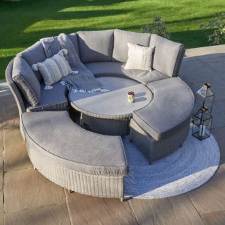 An Image of Bermuda Daybed Garden Dining Set with Ceramic Top Slate (Grey)