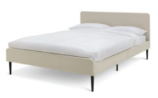 An Image of Habitat Kristopher Small Double Fabric Bed Frame - Cream