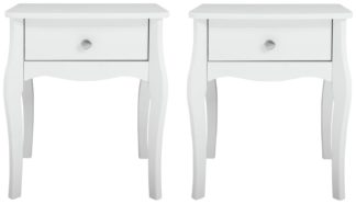 An Image of Argos Home Amelie 1 Drawer Bedside Tables Set - White