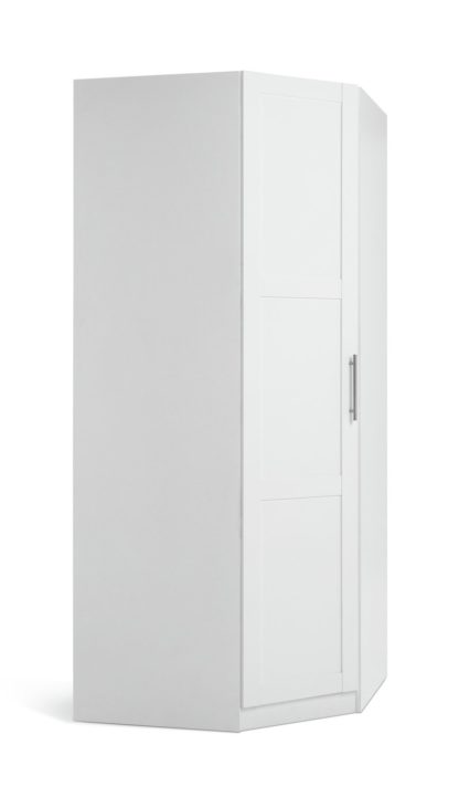 An Image of Habitat Munich Panelled Corner 1 Door Wardrobe - White