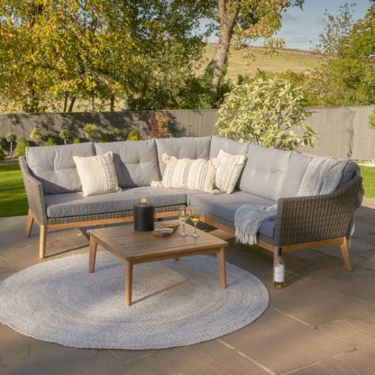 An Image of Larissa Kubu Rattan Corner Set Grey