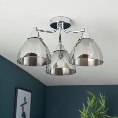 An Image of Shore Light Bartlett Metal 3 Light Ceiling Light- Smoke Grey