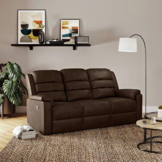 An Image of Taylor Faux Suede Manual Recliner 3 Seater Sofa, Pinecone Pinecone