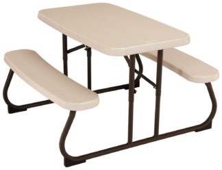 An Image of Lifetime 4 Seater Plastic Picnic Table - Almond