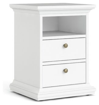 An Image of Tvilum Paris 2 Drawer Bedside Table - White