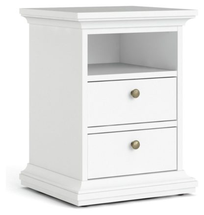 An Image of Tvilum Paris 2 Drawer Bedside Table - White