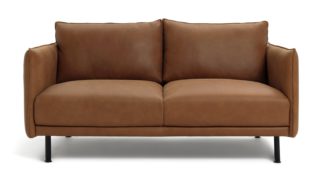 An Image of Habitat Moore Leather 2 Seater Sofa - Tan
