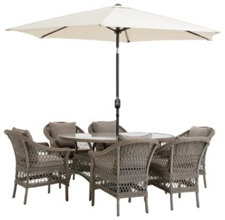 An Image of Habitat Palermo 6 Seater Rattan Effect Patio Set