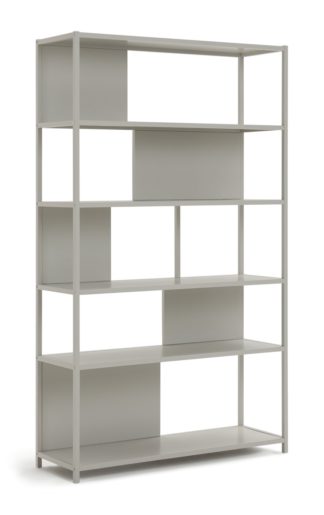 An Image of Habitat Deon Wide Metal Bookcase - Light Grey
