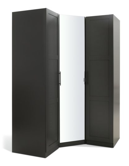 An Image of Habitat Munich Panelled 3 Door Mirror Wardrobe - Anthracite