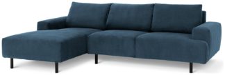 An Image of Habitat Julien Velvet Left Hand Corner Chaise Sofa - Navy