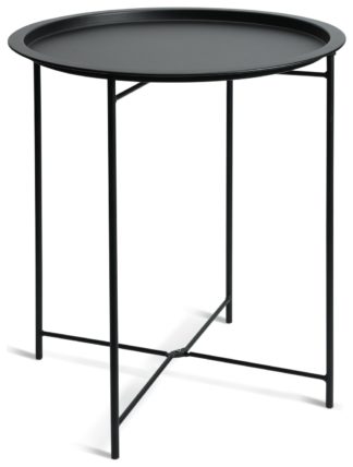 An Image of Habitat Pula Folding Metal Side Table - Black