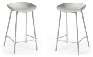 An Image of Julian Bowen Renzo Pair of Metal Bar Stools - Grey