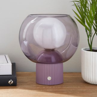 An Image of Harlo Ribbed Dimmable Touch Table Lamp Lilac
