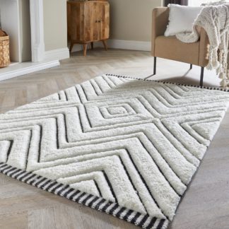 An Image of Berber Rug Black and Ivory