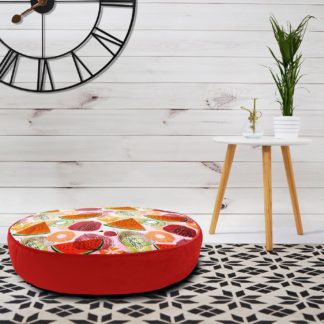 An Image of rucomfy Watermelon Indoor Outdoor Floor Cushion- Red
