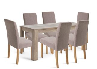An Image of Argos Home Preston Extending Dining Table & 6 Brown Chairs