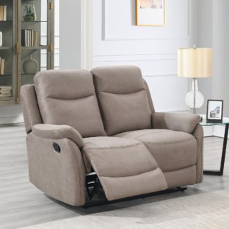 An Image of Evan Faux Suede 2 Seater Manual Recliner Sofa Beige