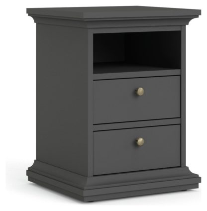 An Image of Tvilum Paris 2 Drawer Bedside Table - Grey