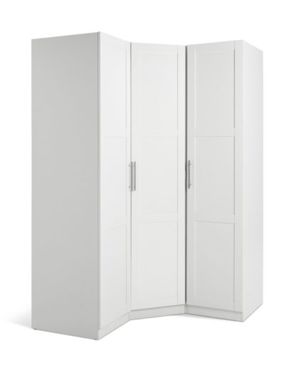 An Image of Habitat Munich Panelled Corner 3 Door Wardrobe - White