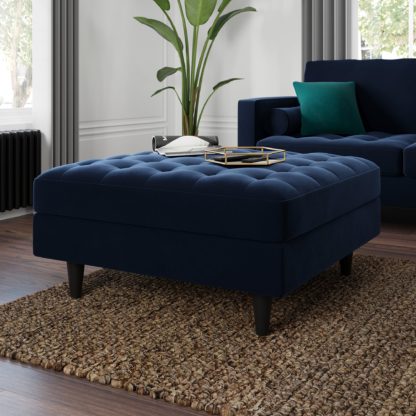 An Image of Zoe Square Footstool with Storage Velvet Olive